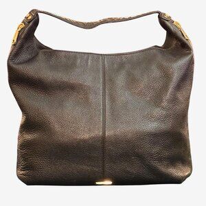 Rebecca Minkoff Classic Hobo Shoulder Bag – Black Pebbled Leather, Gold Hardware